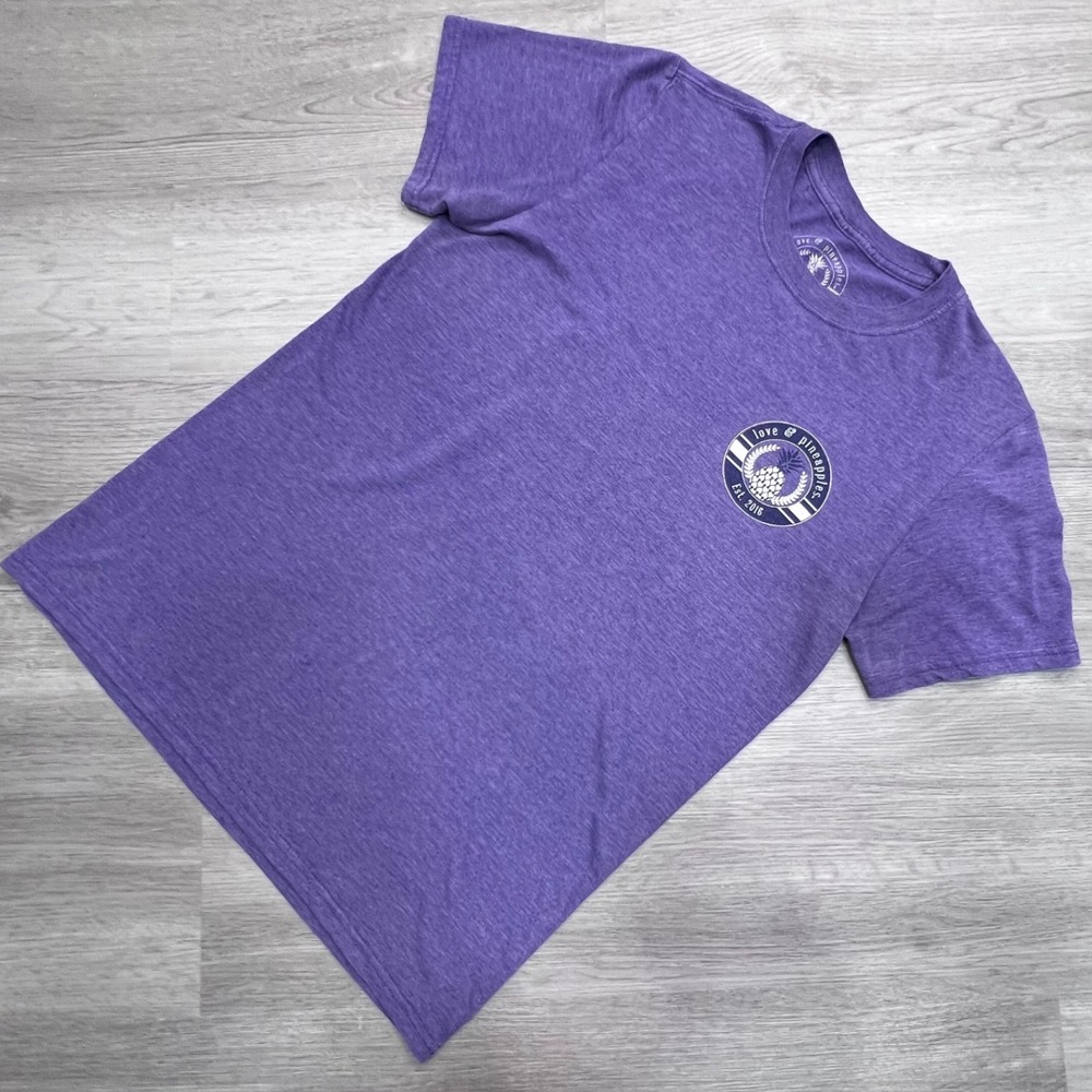 Love & Pineapples Womens Aim High Dream Big Purple Graphic T-Shirt Small Heather
